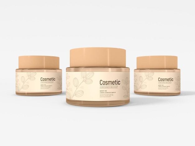 Mockup di imballaggio per contenitori cosmetici in vetro
