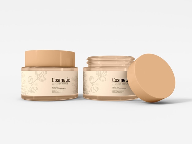 Mockup di imballaggio per contenitori cosmetici in vetro