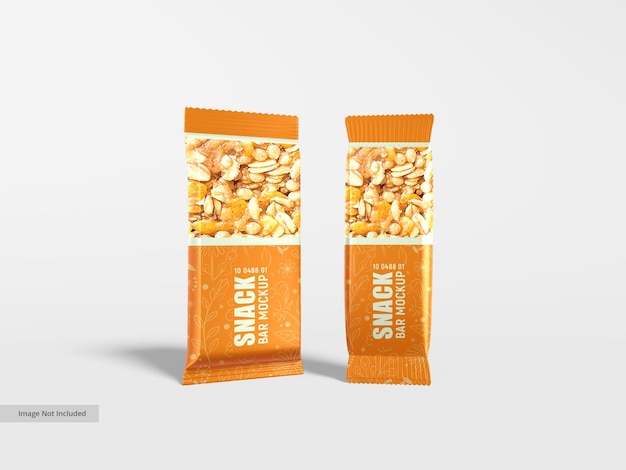 Mockup di imballaggio per il branding del pacchetto di snack in alluminio lucido