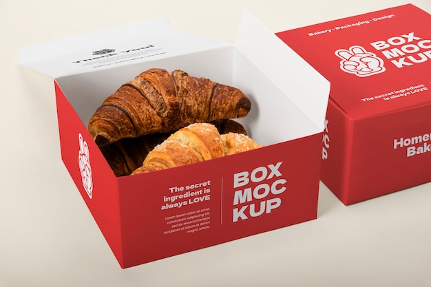 Mockup di imballaggio per prodotti da forno per croissant