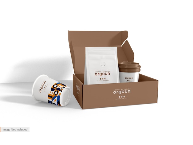 Mockup di imballaggio per sacchetti di caffè in carta lucida