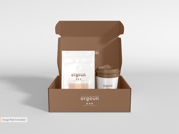 Mockup di imballaggio per sacchetti di caffè in carta lucida