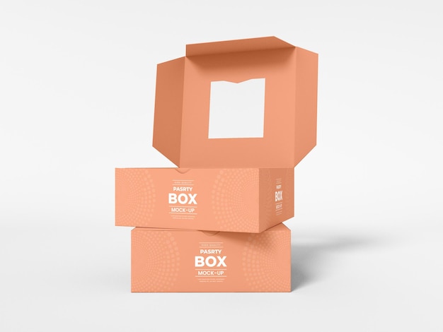 Mockup di imballaggio per scatola di pasticceria di carta usa e getta
