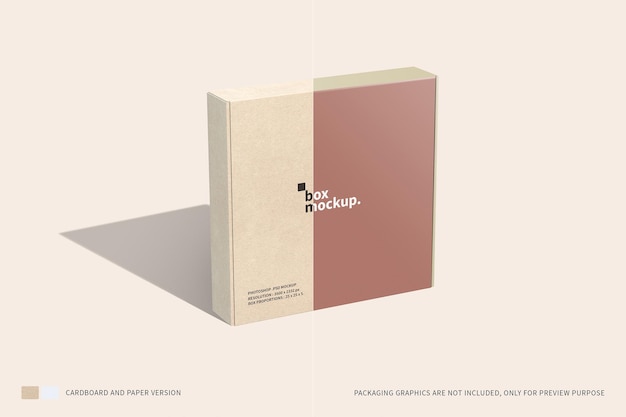 Mockup di imballaggio per scatola postale quadrata
