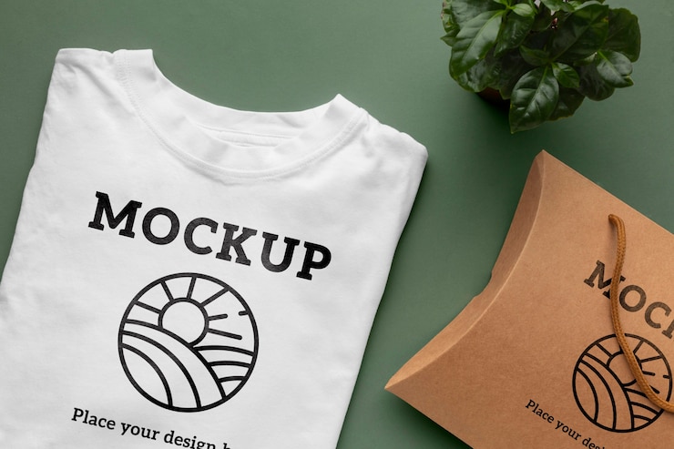 PSD mockup di imballaggio per t-shirt ecologica
