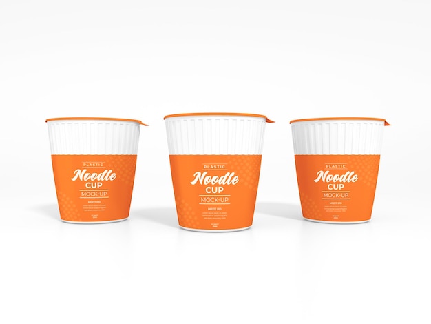 Mockup di imballaggio per tazza di noodle in plastica lucida