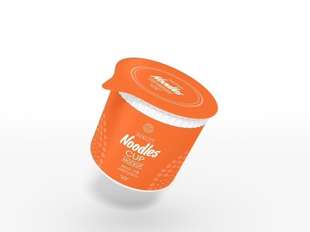 Mockup di imballaggio per tazza di spaghetti in plastica usa e getta
