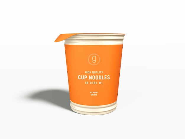 Mockup di imballaggio per tazza di spaghetti in plastica usa e getta