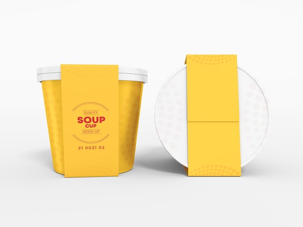 Mockup di imballaggio per tazza di zuppa di plastica