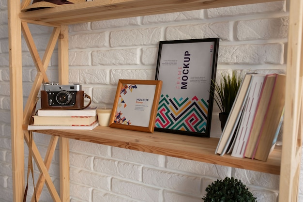 Mockup di interior design con telaio in mattoni