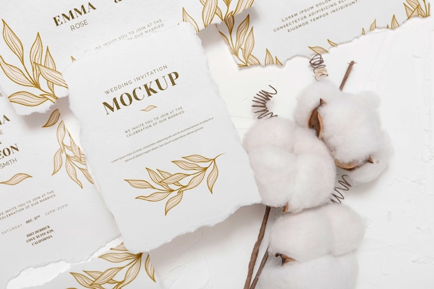 Mockup di invito a nozze in cotone