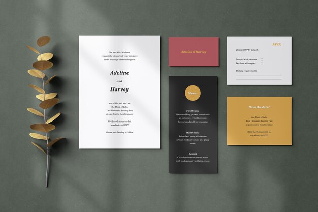 Mockup di invito a nozze