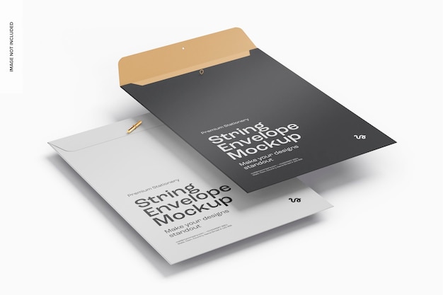 Mockup di involucri di stringhe, vista sinistra