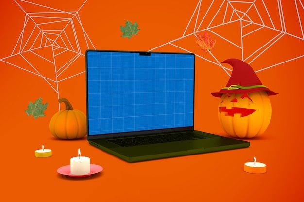 Mockup di laptop di Halloween