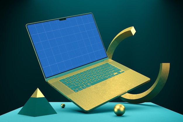 Mockup di laptop dorato