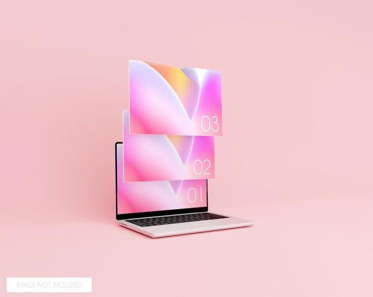 Mockup di laptop realistico con più schermi