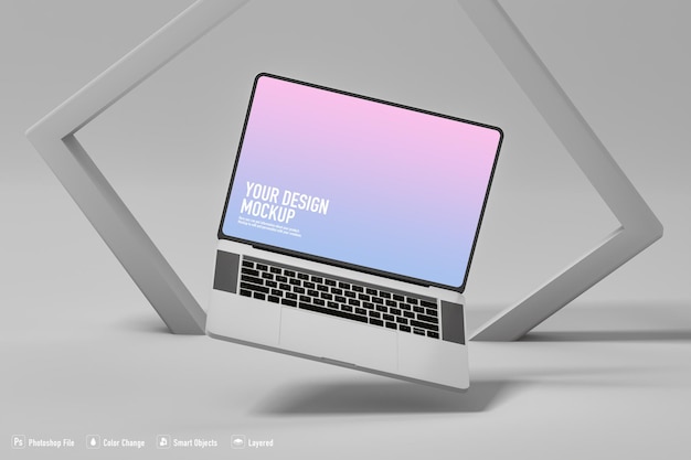 Mockup di laptop su sfondo bianco