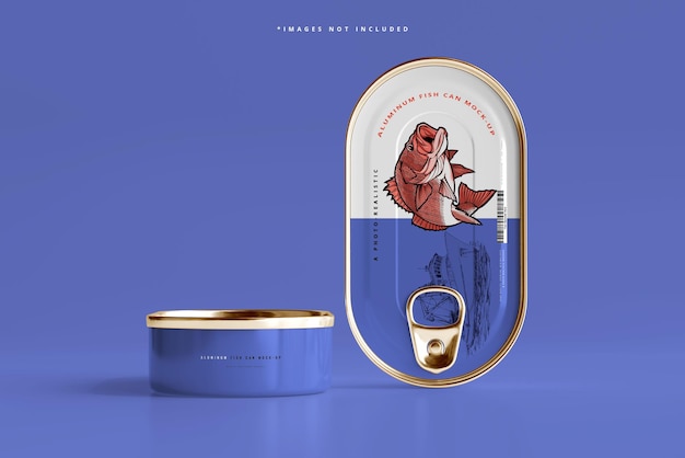 Mockup di lattina di pesce in alluminio