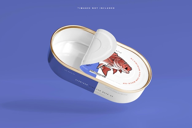 Mockup di lattina di pesce in alluminio