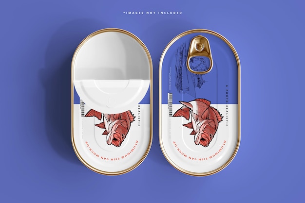 Mockup di lattina di pesce in alluminio