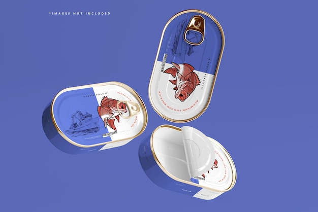Mockup di lattina di pesce in alluminio