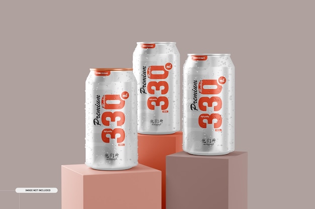 Mockup di lattine di soda da 330 ml