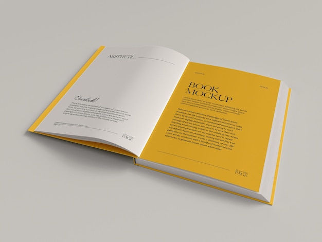Mockup di libro aperto con copertina rigida