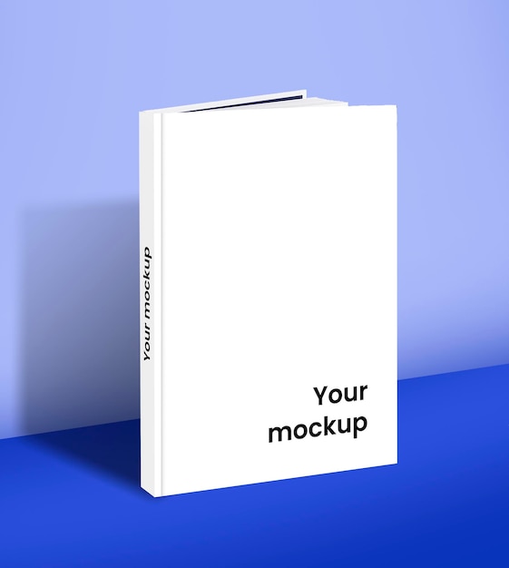 Mockup di libro bianco pulito su superficie blu