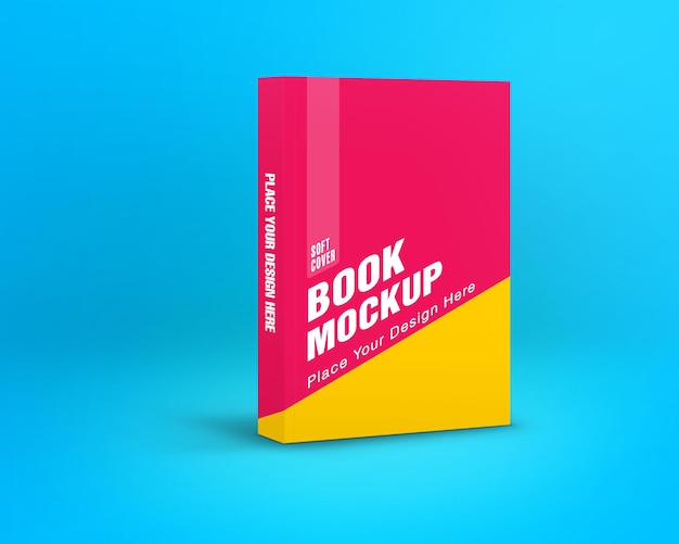 Mockup di libro con copertina morbida isolato su sfondo blu