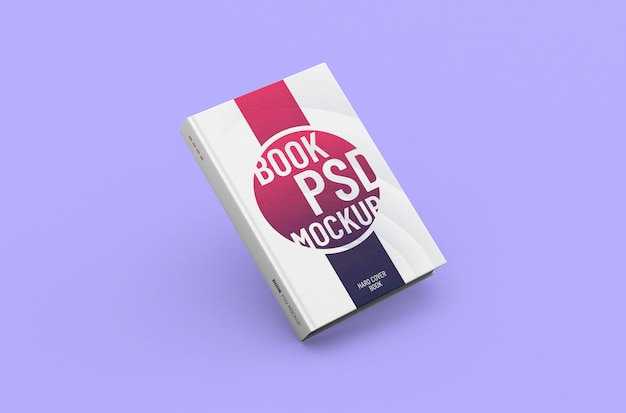 Mockup di libro con copertina rigida spessa e realistico di alta qualità modificabile su uno sfondo pulito