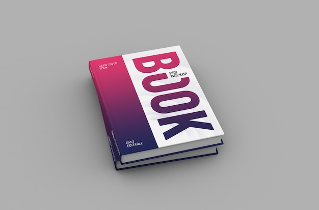 Mockup di libro con copertina rigida spessa e realistico modificabile di alta qualità su uno sfondo pulito