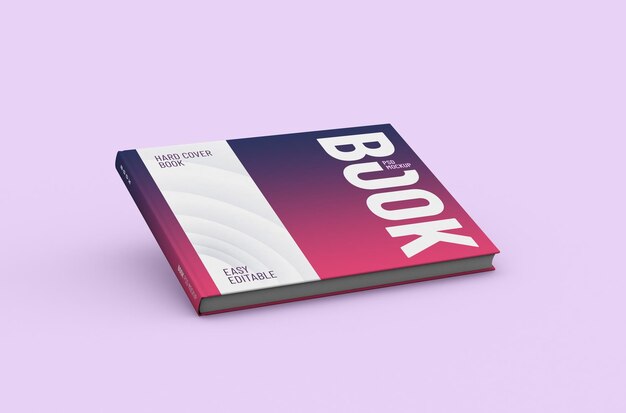 Mockup di libro con copertina rigida spessa rettangolare e realistico di alta qualità modificabile su uno sfondo pulito