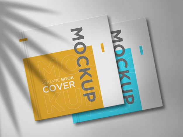 Mockup di libro doppio quadrato con elegante ombra