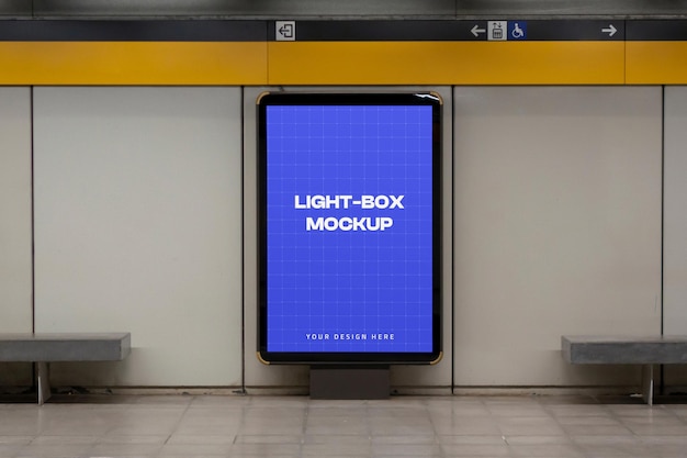 Mockup di light-box in una stazione della metropolitana