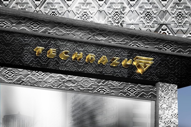 Mockup di logo 3D per cartello edificio di lusso