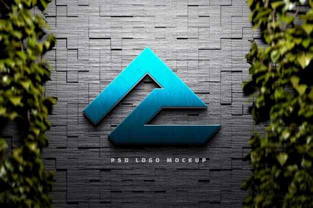 Mockup di logo colorato realistico 3d o mockup di logo 3d sullo sfondo della parete