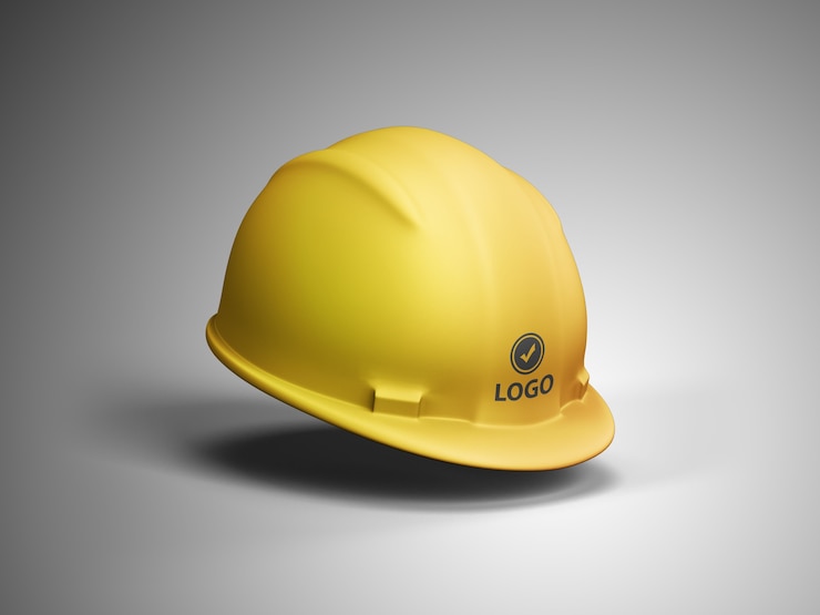 PSD mockup di logo del casco da costruzione