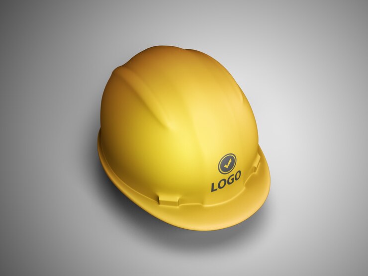 PSD mockup di logo del casco da costruzione