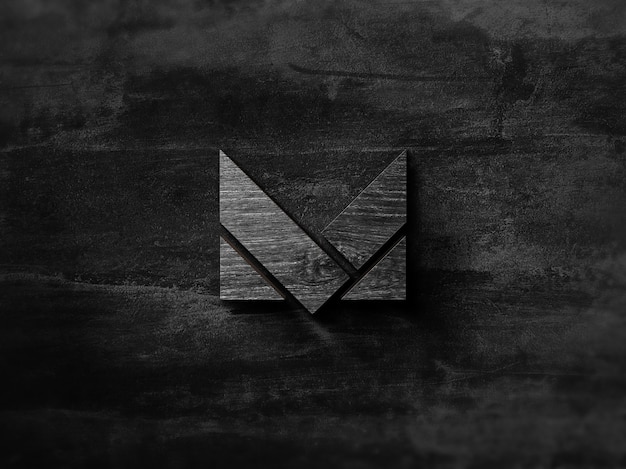 Mockup di logo in legno nero 3D