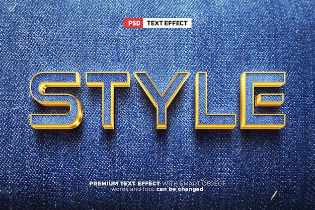 Mockup di logo in stile denim di lusso effetto testo modificabile 3d