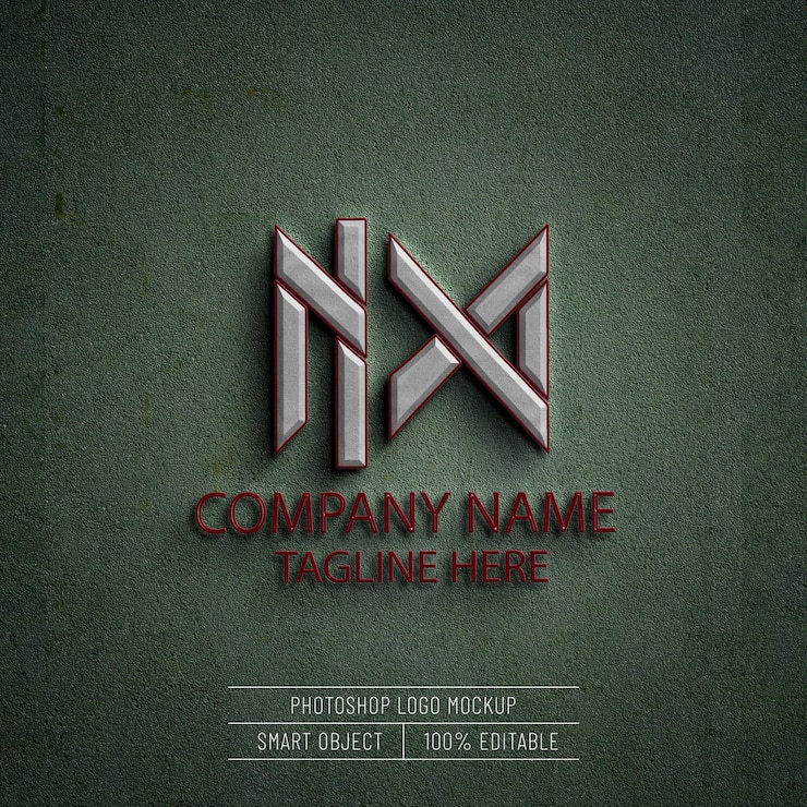 Mockup di logo realistico 3d sul muro di cemento