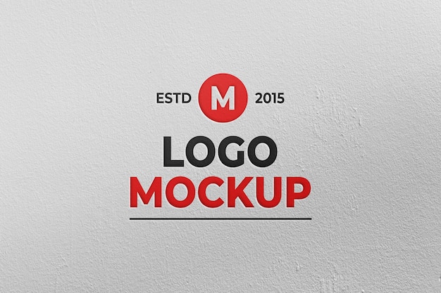 Mockup di logo realistico rosso su carta bianca