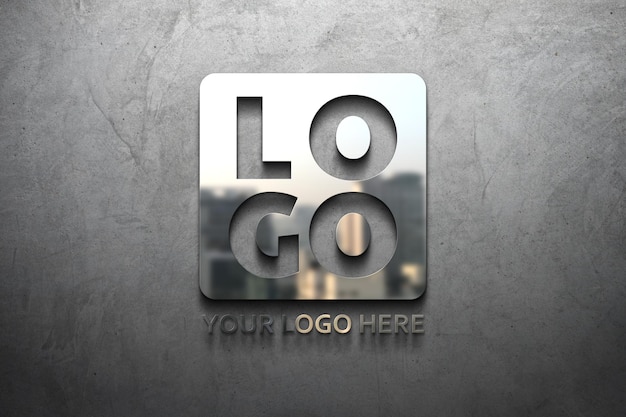 Mockup di logo sul muro grigio