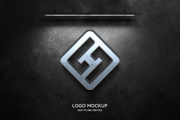 Mockup di logo sul muro grigio