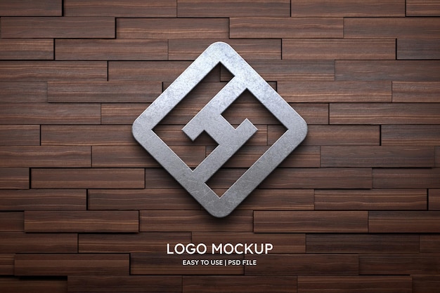 Mockup di logo sulla parete di legno