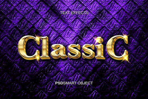 Mockup di lusso in stile testo 3D classico oro