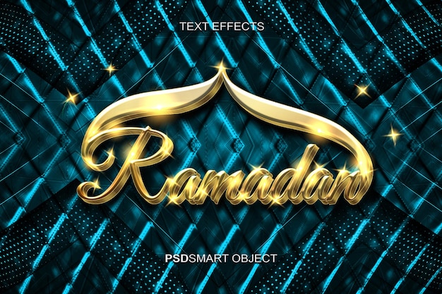 Mockup di lusso in stile testo 3D in oro ramadan