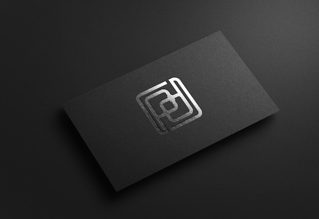 Mockup di lusso logo argento su biglietto da visita nero