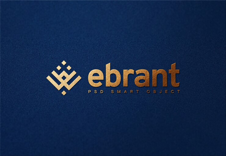 Mockup di lusso logo dorato su carta blu