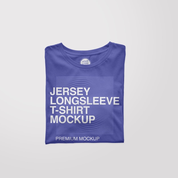 Mockup di maglietta piegata a maniche lunghe in jersey